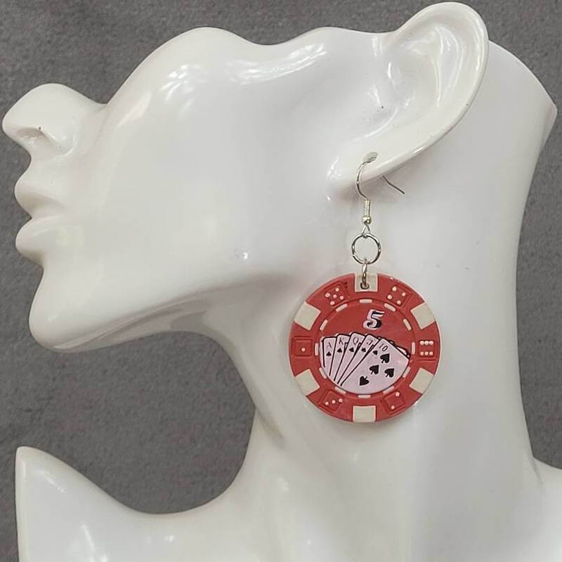 Red Poker Chip Earrings