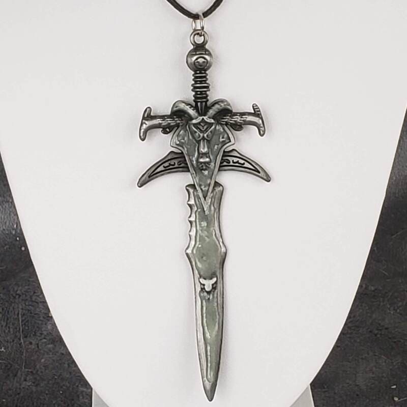 Glow in the Dark Side of World of Warcraft Frostmane Sword Necklace