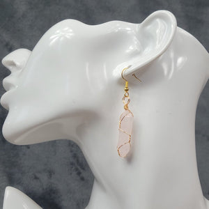 Wrapped Rose Quartz Earrings