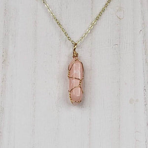 Wrapped Peach Moonstone Necklace