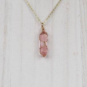 Wrapped Strawberry Quartz Necklace