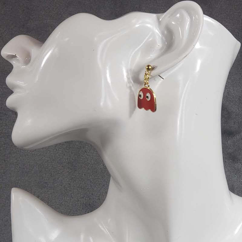 Red PacMan Ghost Earrings