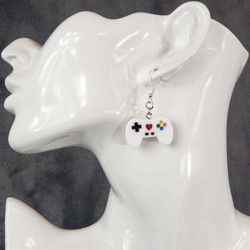 White Controller Earrings