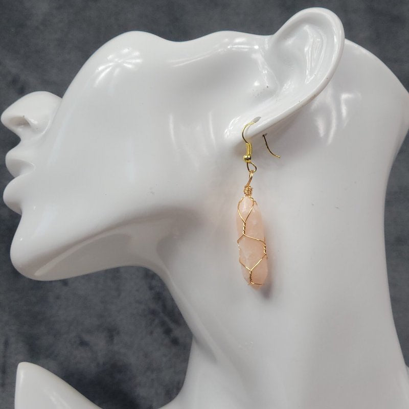  Wrapped Peach Moonstone Earrings